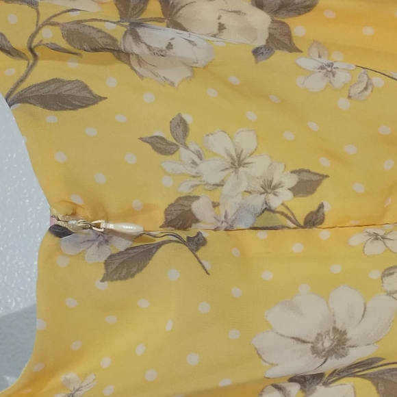 R&K Women's Maxi Sleeveless Dress 14 Floral Yellow Dots W-360 - Picture 6 of 6